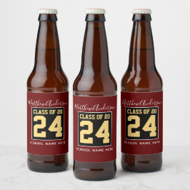 Klasse des Burgund Black and Gold Abschlüsse 2024 Bierflaschenetikett