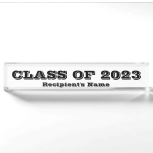 Klasse des Clear Black Paperweight 2023 von Janz Namensplakette