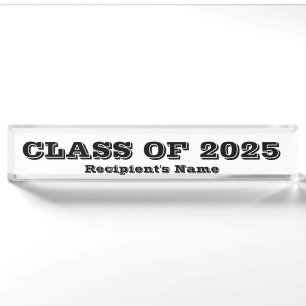Klasse des Clear Black Paperweight 2025 von Janz Namensplakette