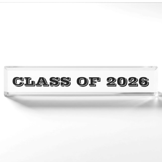 Klasse des Clear Black Paperweight 2026 von Janz Namensplakette (Vorderseite)
