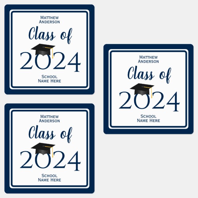Klasse des einfachen eleganten Navy Blue Abschluss Etiketten (Gruppe)