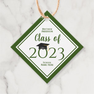 Klasse des eleganten waldgrünen Abschlusses 2023 Geschenkanhänger