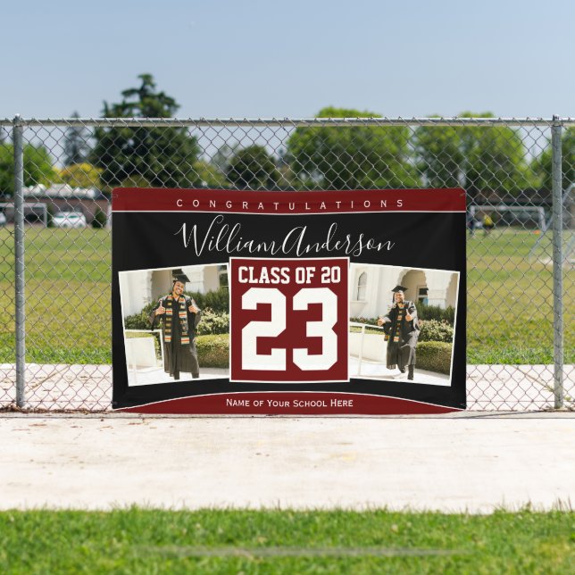 Klasse des Fotos Burgund Roter Abschluss 2023 Banner (InSitu)