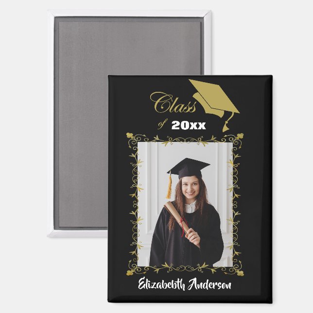 Klasse des Fotos für Schwarze-Gold-Cap-Pinselstric Magnet (Vorderseite/Rückseite)
