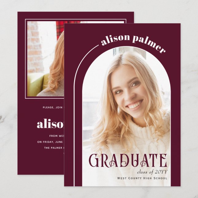 Klasse des Fotos "GRADUATE" 2025 Einladung (Vorne/Hinten)