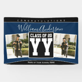 Klasse des Fotos Navy Blue & Black Abschluss 2023 Banner