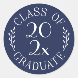 Klasse des Graduate Chic Navy Blaues Emblem Runder Aufkleber