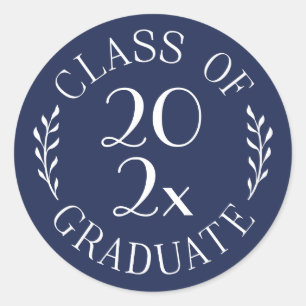 Klasse des Graduate Chic Navy Blaues Emblem Runder Aufkleber