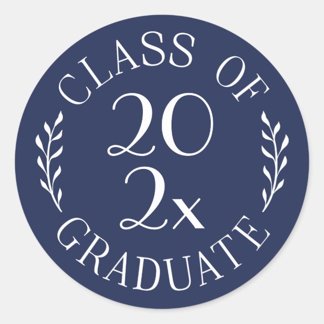 Klasse des Graduate Chic Navy Blaues Emblem Runder Aufkleber (Vorderseite)