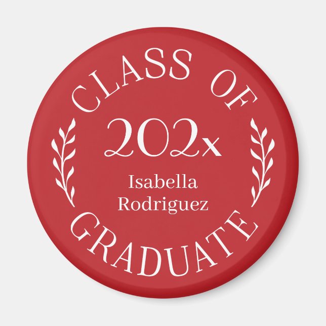 Klasse des Graduate Name Typografy Red Magnet (Vorne)