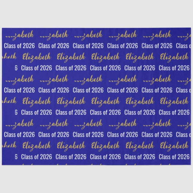 Klasse des Graduate's Name Dark Blue White Gold 20 Seidenpapier (Vorderseite)