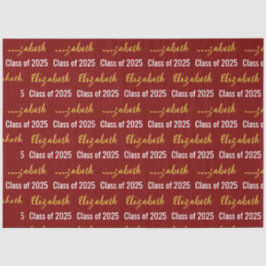 Klasse des Graduate's Name Deep Red White Gold 202 Seidenpapier