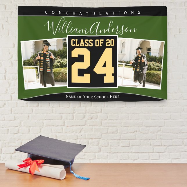 Klasse des Green Black & Gold Abschluss Fotos 2024 Banner (Von Creator hochgeladen)