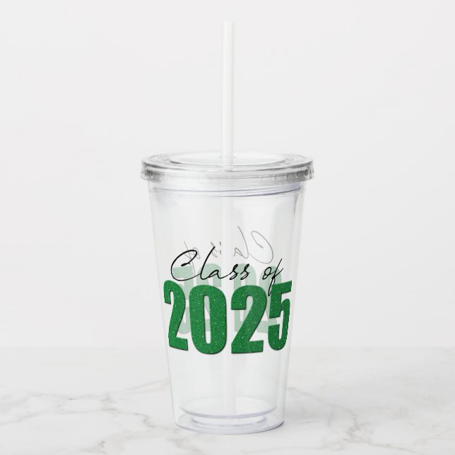 Klasse des grünen Glitzer von 2025 Acryltrinkbecher (Vorderseite)