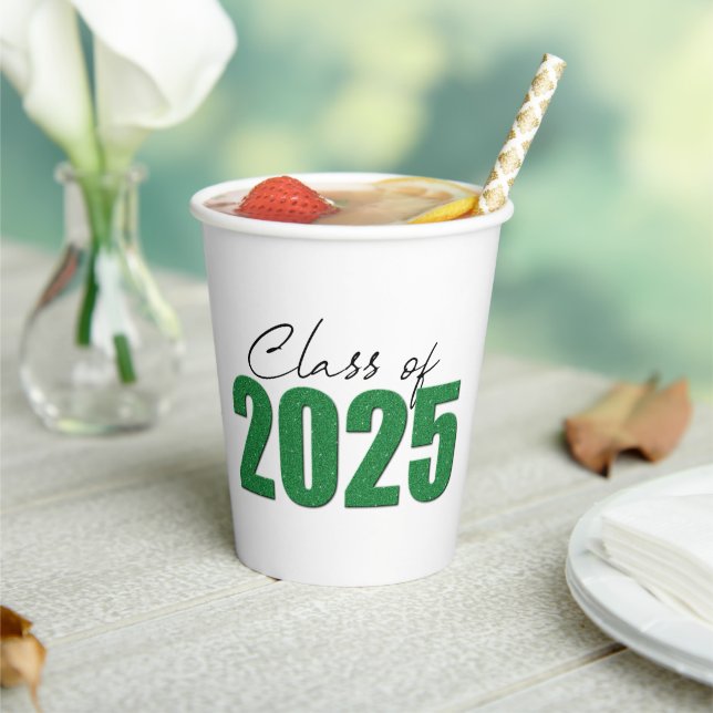 Klasse des grünen Glitzer von 2025 Pappbecher (In Situ)