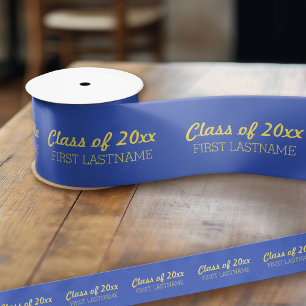 Klasse des Jahres und Name - Blau und Gelbgold Satinband