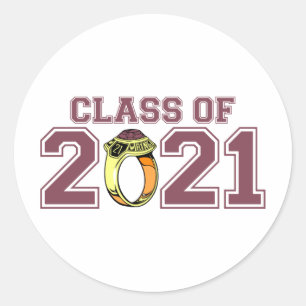 Klasse des Klassenrings 2021 (Maroon) Runder Aufkleber