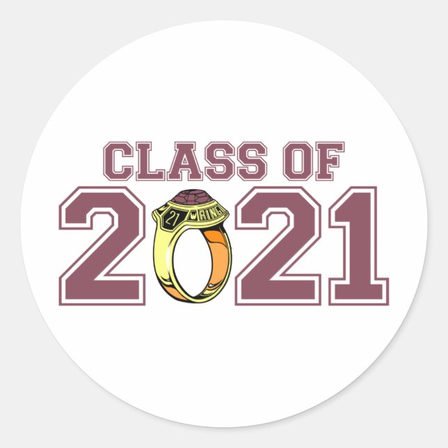 Klasse des Klassenrings 2021 (Maroon) Runder Aufkleber (Vorderseite)