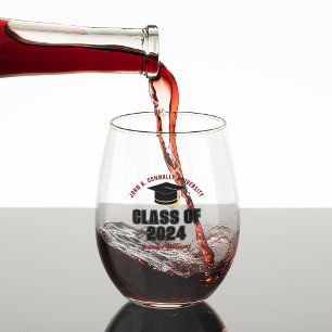 Klasse des Maroon-Abschlusses 2025 Weinglas Ohne Stiel