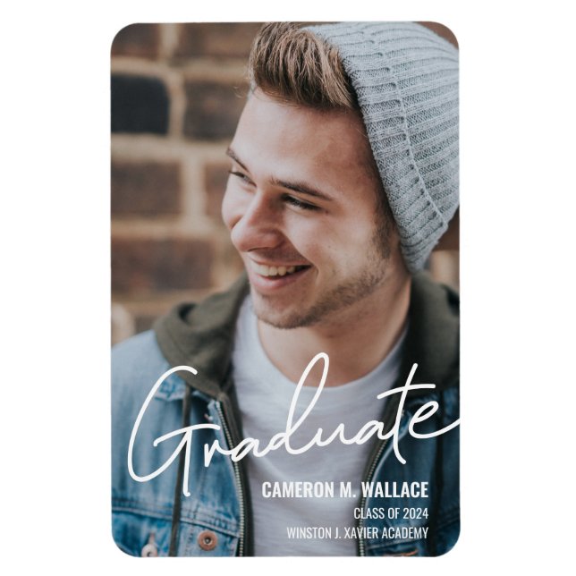 Klasse des modernen Fotos für männliche Graduate 2 Magnet (Vertikal)