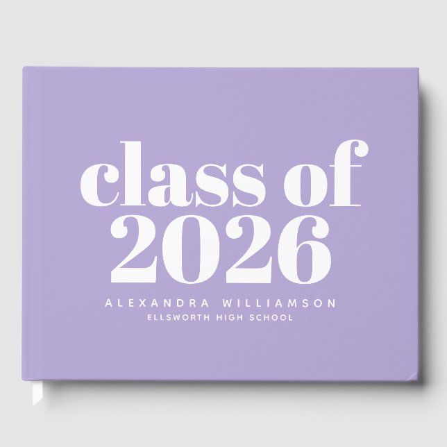 Klasse des modernen Lavendels Personalisiert 2024 Gästebuch (Vorderseite)