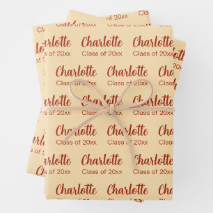 Klasse des Musters für Pfirsich- und Red Graduate  Geschenkpapier Set