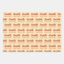 Klasse des Musters für Pfirsich- und Red Graduate Geschenkpapier Set