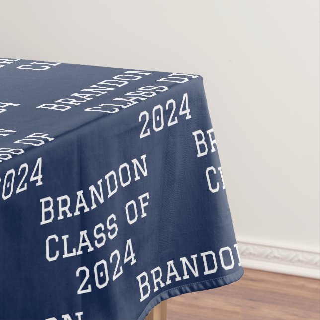 Klasse des Navy Blue Graduate Abschlusses 2024 Tischdecke (Beispiel)