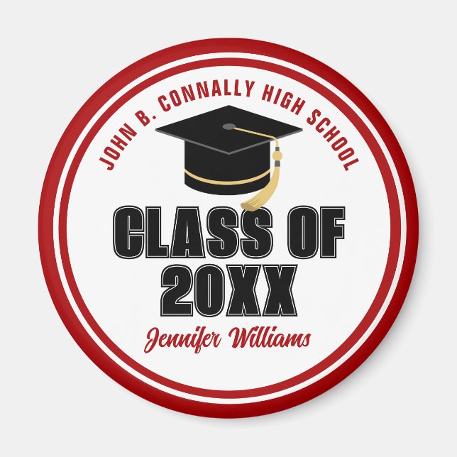 Klasse des Personalisierten Graduates Red White 20 Magnet (Vorne)