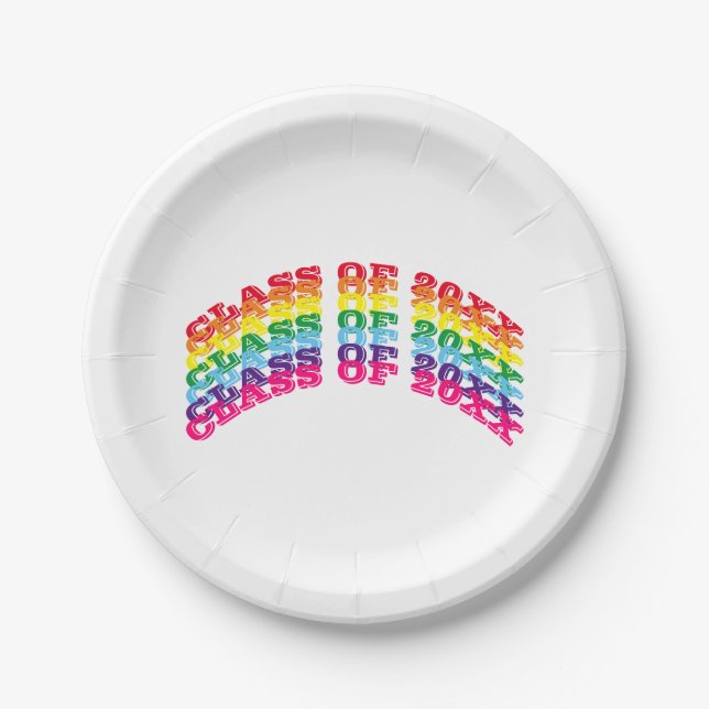 Klasse des Regenbogen-modernen Typografie-Abschlus Pappteller (Vorderseite)