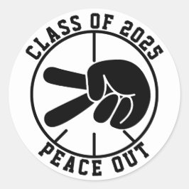 Klasse des Schwarz-Weiß-Abschlusses 2025 Runder Aufkleber