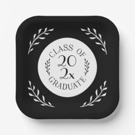Klasse des Schwarz-weißen botanischen Graduate Chi Pappteller