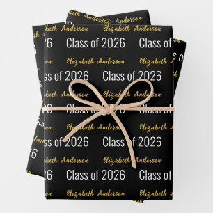 Klasse des Schwarz-weißen Goldes von Grad 2025 Geschenkpapier Set