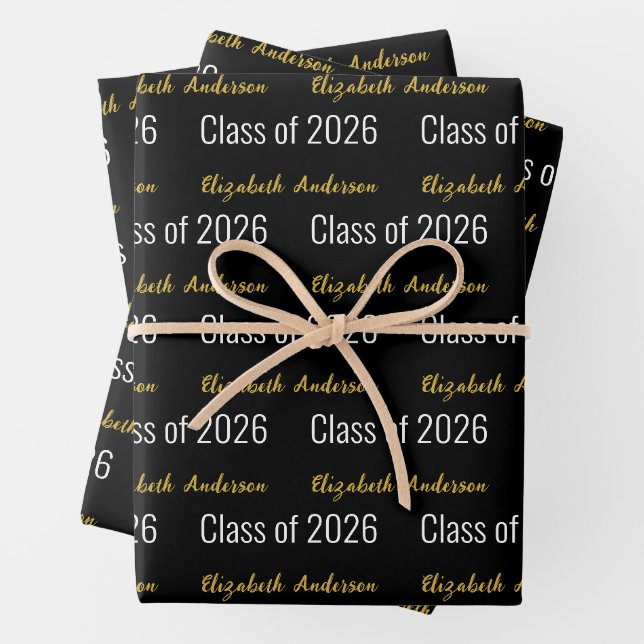 Klasse des Schwarz-weißen Goldes von Grad 2025 Geschenkpapier Set (Beispiel)
