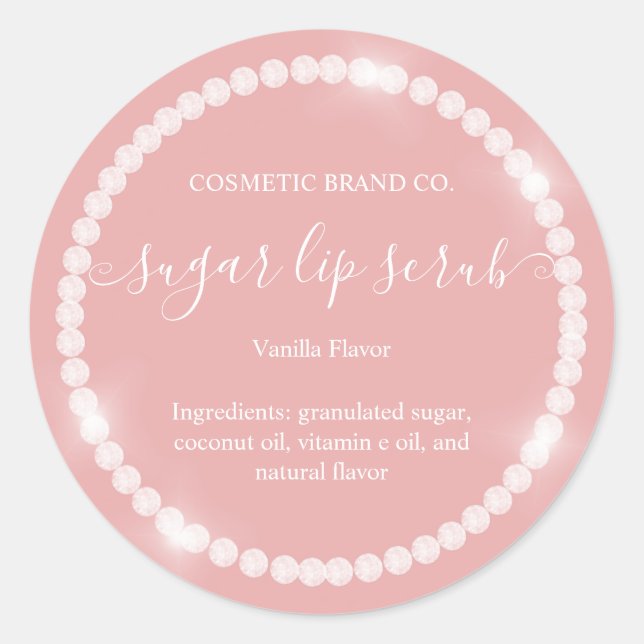 Klasse Diamond Rahmen Peachy Pink Zucker Lip Scrub Runder Aufkleber (Vorderseite)