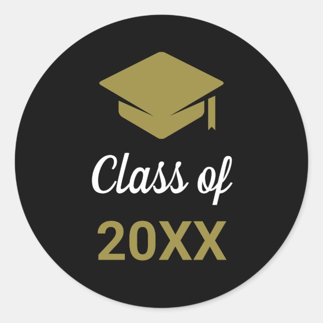 Klasse eines Glückwunschs Grad Graduation Cap Runder Aufkleber (Vorderseite)