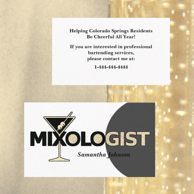Klasse Glitzer Mixologe Barkeeper Business Card Visitenkarte (Von Creator hochgeladen)