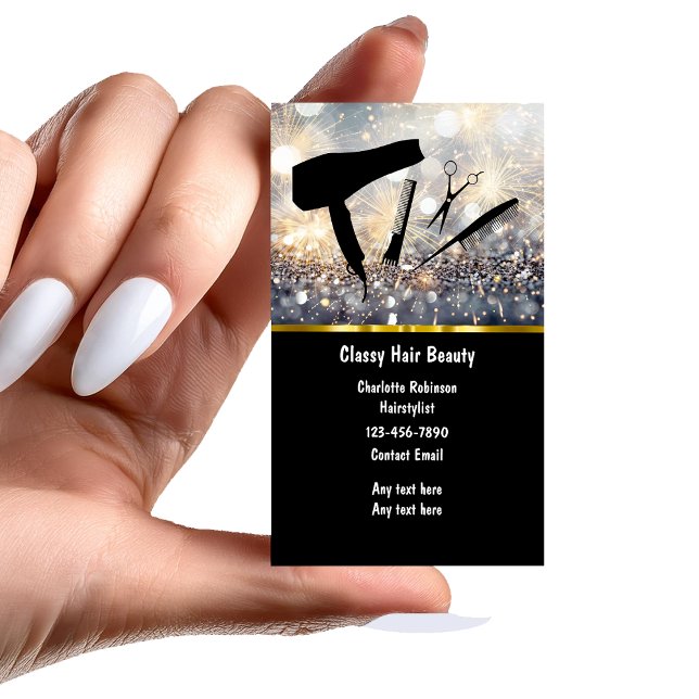 Klasse Glitzy Hairstylist Business Cards Visitenkarte (r)