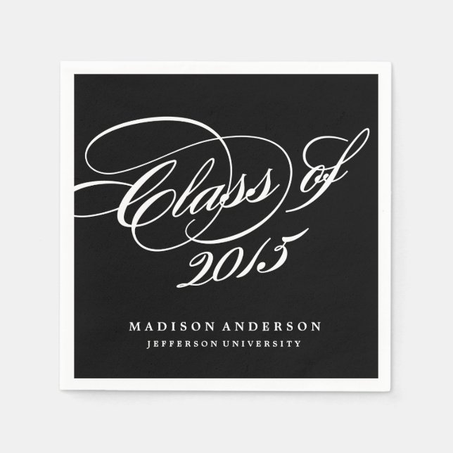 Klasse in Schwarz | Personalisiert Paper Napkins Serviette (Vorderseite)