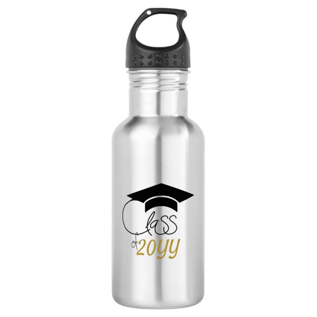Klasse - Inspiration - Modernes Schwarzes Gold Edelstahlflasche (Vorderseite)
