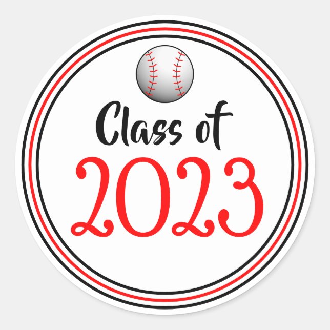 Klasse Jahr Rot und Schwarz Abschluss Runder Aufkleber (Vorderseite)