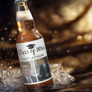 Klasse Jahr und Name Abschluss 2 Fotos klassisch Bierflaschenetikett
