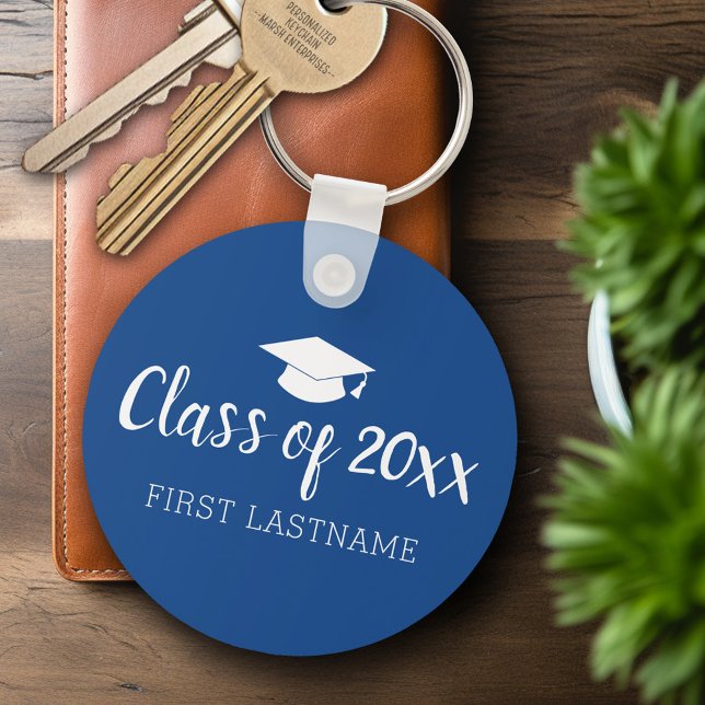 Klasse Jahr und Name - Blau kann Farbe ändern Schlüsselanhänger (Personalized Keychain - Graduation Party Favor)