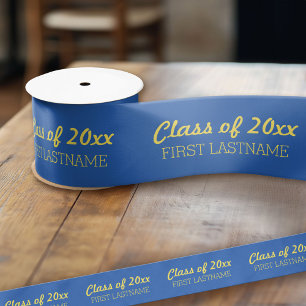 Klasse Jahr und Name - Blau und Gelb Gold Satinband