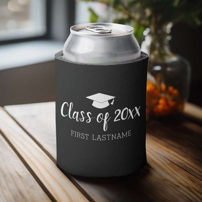Klasse Jahr und Name - Farbe kann durch Schwarz ve Dosenkühler (Personalized can cooler with a place to add a name or other custom text - graduation theme)