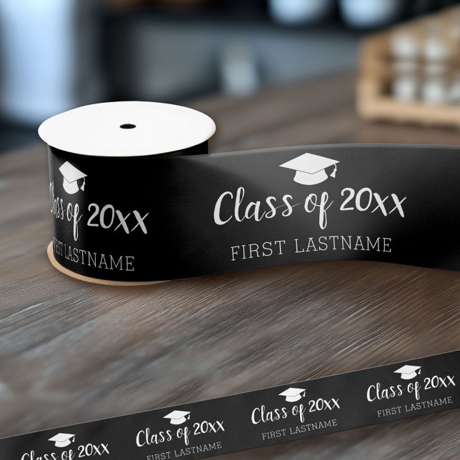 Klasse Jahr und Name - Farbe kann durch Schwarz ve Satinband (Custom Graduation Ribbon)