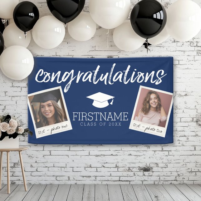 Klasse Jedes Jahr Abschluss 2 Quadrat FotoCollage Banner (Custom Graduation Banner for a Grad Party or Open House)