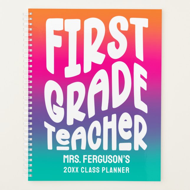 Klasse Lehrer Farbenfrohe Ombre Klasse Planer (Vorderseite)