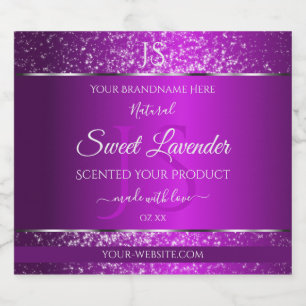 Klasse Lila mit Glitzer Initials Product Labels Alkoholflaschenetikett