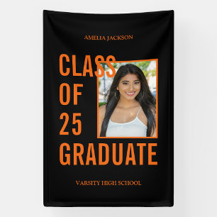 Klasse mit 25 Graduate Black & Orange Foto Banner